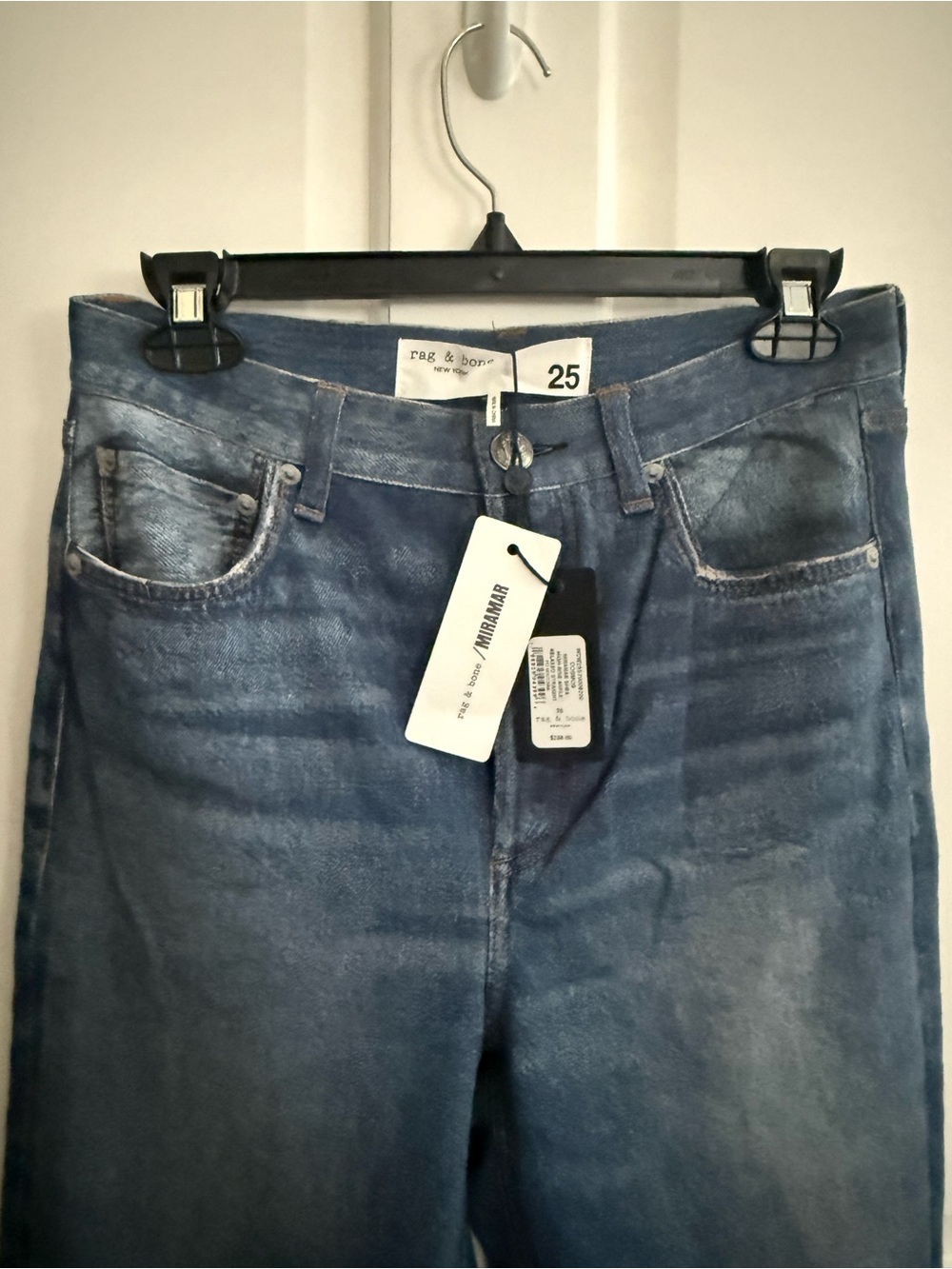 rag & bone Women's Straight Leg Blue Washed Denim Jeans